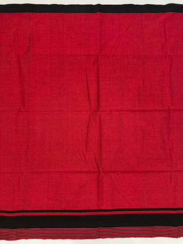 ShopNaya Exclusive | Handwoven | Cotton Saree | No Blouse | Wine Red & Black | Gold Zari | Ships from California